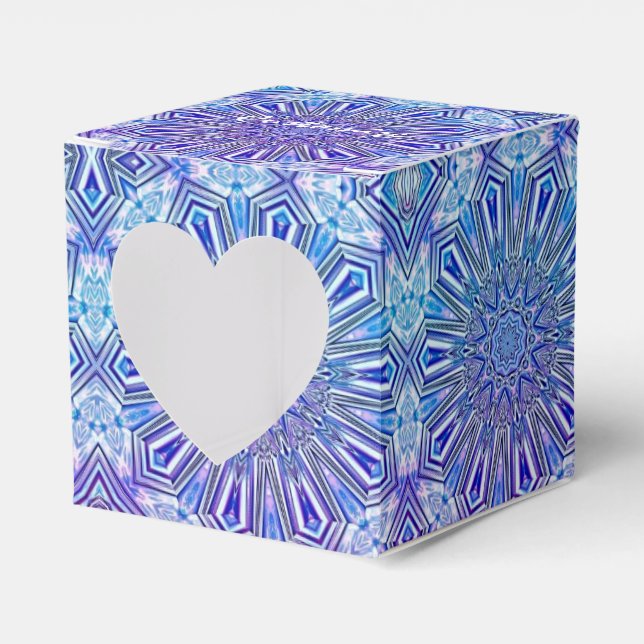 Ice Star Kaleidoscope Pattern Heart Favor Box (Front Side)