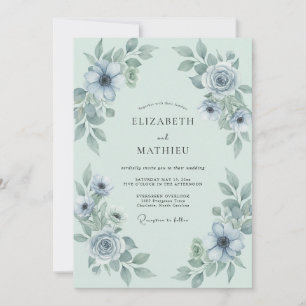 Ice Steel Anemone Wedding Invitation