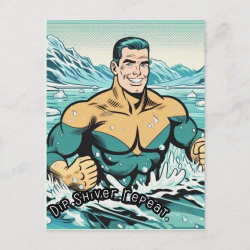 Ice Swimming Dip Shiver Repeat Postcard