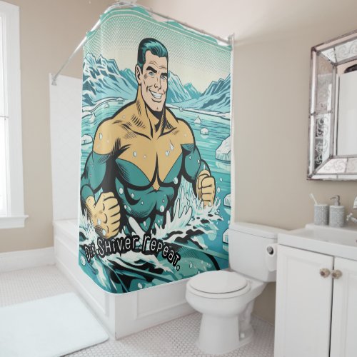 Ice Swimming Dip Shiver Repeat Shower Curtain