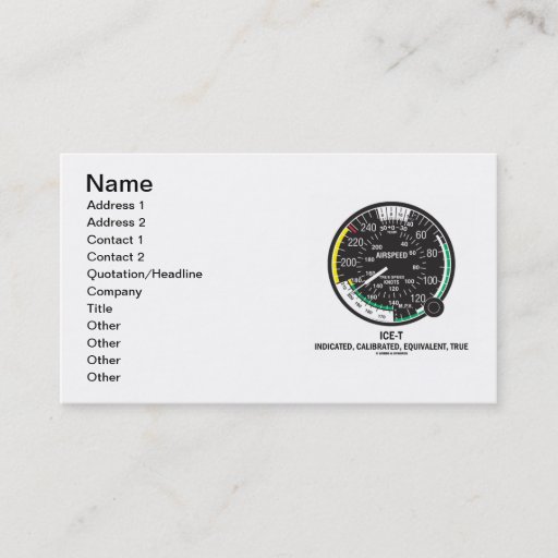Customizable ICE-Tea (True Airspeed Indicator) Business Card Template