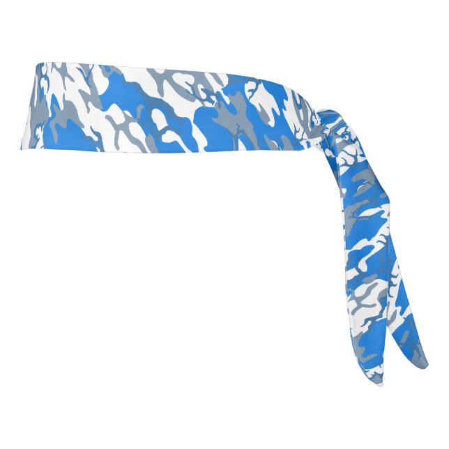Ice Water Blue Camo Head Wrap Tie Headband (Rotate 90)
