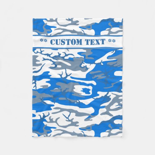 Ice Water Blue Camo w Custom Text Fleece Blanket