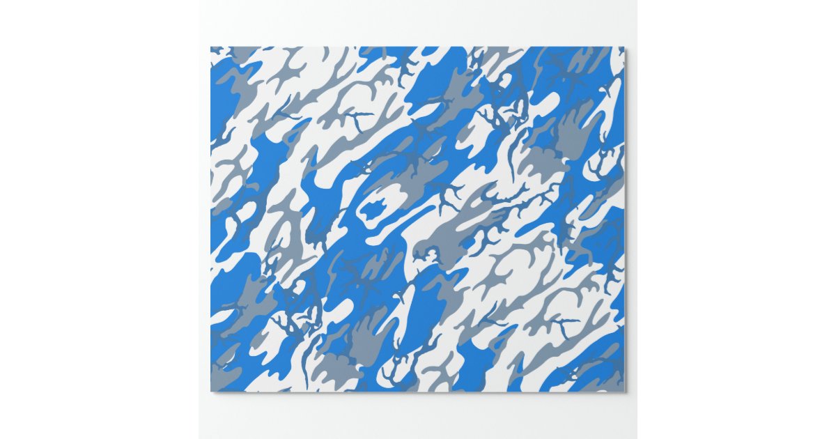 Ice Water Blue Camo Wrapping Paper | Zazzle