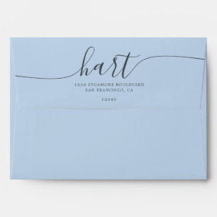 Ice Water Blue with Black Script Return Address Envelope