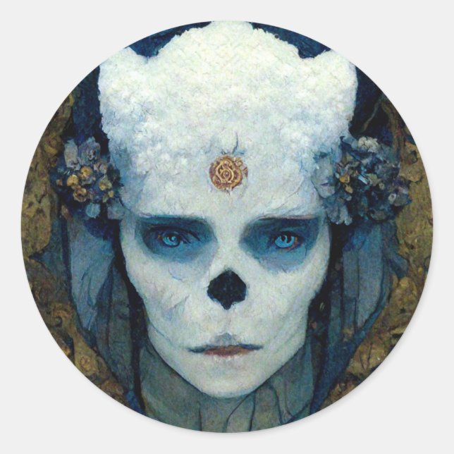 Ice Witch Fantasy Sci-Fi Art Classic Round Sticker (Front)