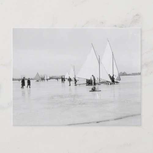 Ice Yachting On Lake St Clair Postcard