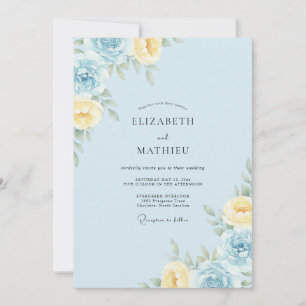 Ice Yellow Ranunculus Eucalyptus Wedding Invitation