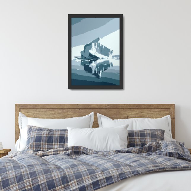 Iceberg Reflection in Arctic Waters Framed Art (Bedroom)