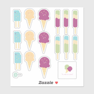 Icecream and Swirl Pops with Sprinkles Custom Name Sticker