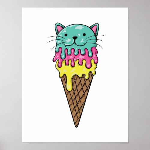 Icecream Cats Eis und Katzen Eistte Katze Poster