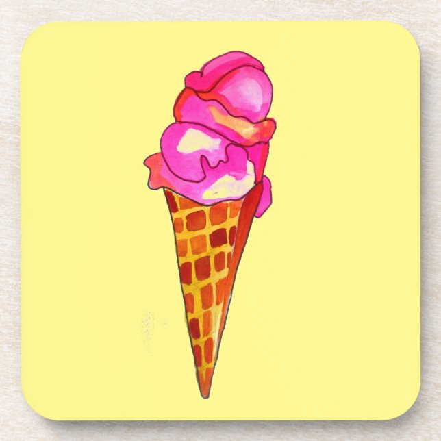 icecream gelato cute food art beverage coaster (Front)