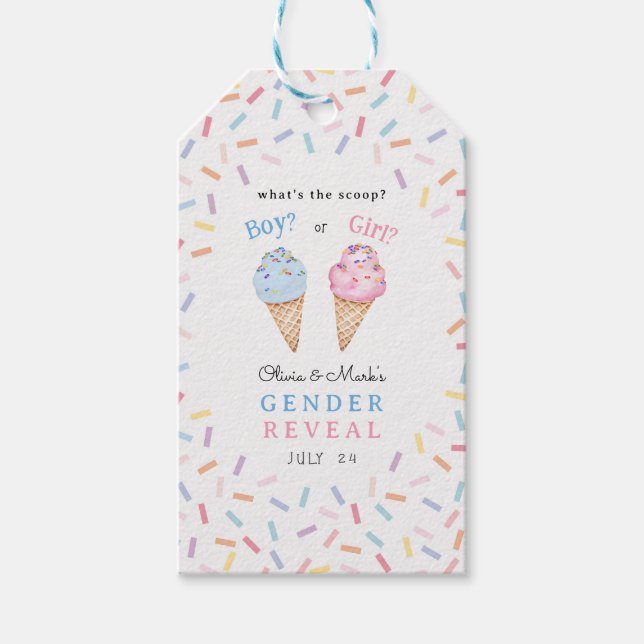 Icecream Gender Reveal Gift Tags (Front)