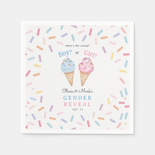Icecream Gender Reveal Napkins (Front)