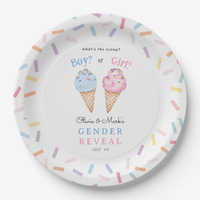 Icecream Gender Reveal Paper Plates (Front)