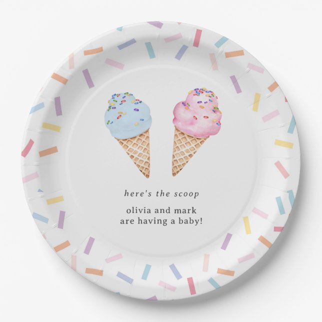 Icecream Gender Reveal Paper Plates (Front)