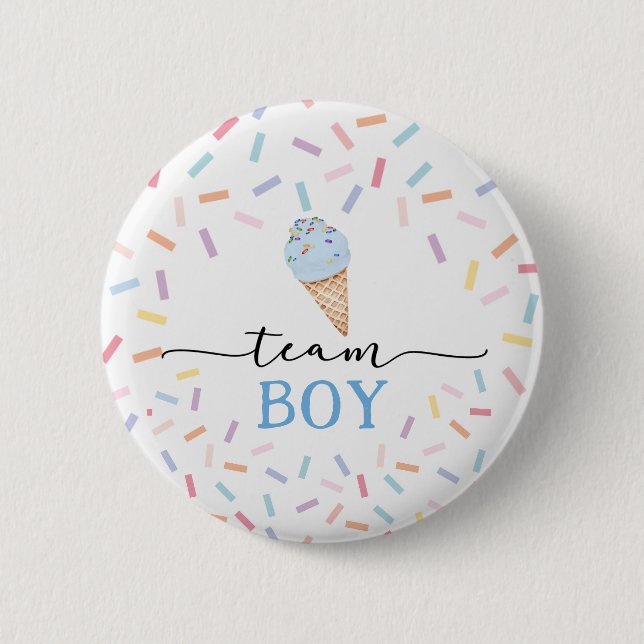 Icecream Gender Reveal Team Boy  Button (Front)