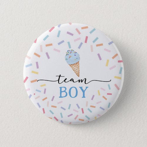 Icecream Gender Reveal Team Boy  Button