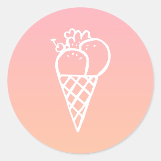 Icecream Kawaii Doodle Pastel Pink Party Favor Classic Round Sticker (Front)