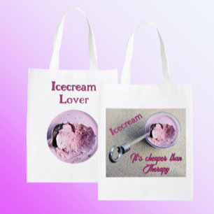 Icecream Lover Cheaper than Therapy Funny Grocery Bag