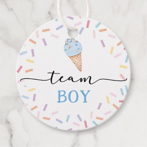 Icecream Team Boy or Girl Gender Reveal Favor Tags