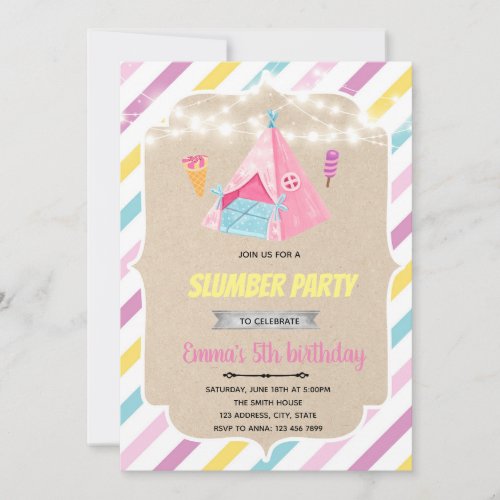 Icecream teepee slumber invitation