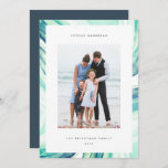 Iced Agate Border | Hanukkah Photo Holiday Card<br><div class="desc">Send Hanukkah greetings to friends and family with our elegant photo cards. Designed to accommodate a single vertical or portrait oriented photo,  card features a watercolor geode agate slice border in pale green and teal. Personalize with your custom Hanukkah greeting and family name(s).</div>