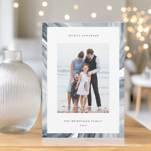 Iced Agate Border Hanukkah Photo Holiday Card