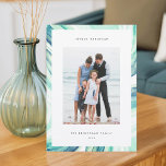 Iced Agate Border | Hanukkah Photo Holiday Card<br><div class="desc">Send Hanukkah greetings to friends and family with our elegant photo cards. Designed to accommodate a single vertical or portrait oriented photo,  card features a watercolor geode agate slice border in pale green and teal. Personalize with your custom Hanukkah greeting and family name(s).</div>