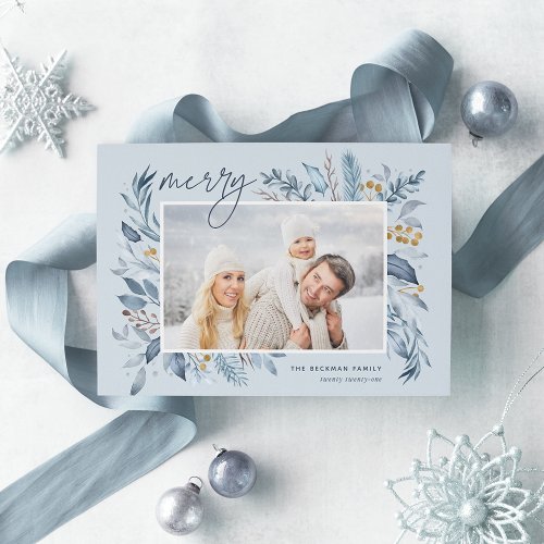 Iced Branches  Elegant Photo Holiday Card