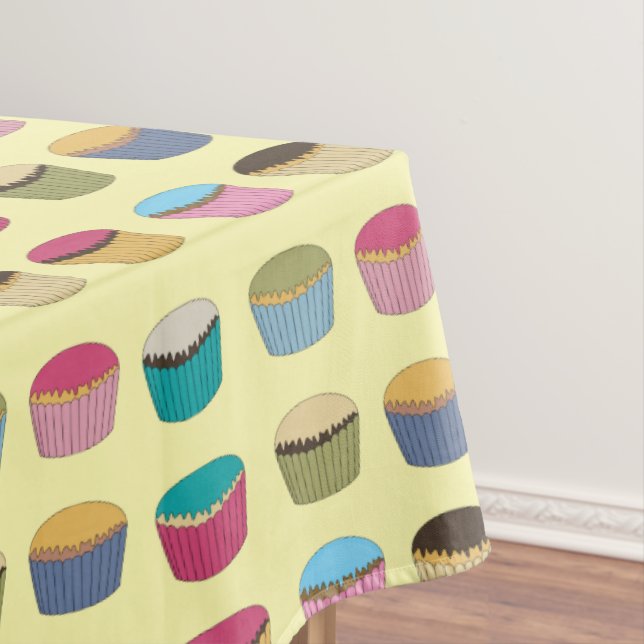 Iced Buns Cupcake Cakes Colorful Pattern Tablecloth (In Situ)