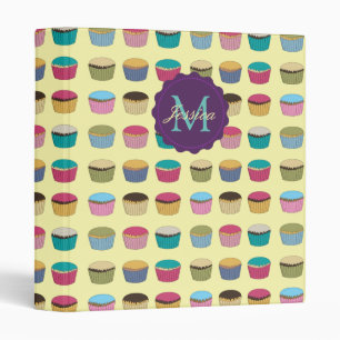 Iced Buns Cupcake Colorful Pattern Personalised 3 Ring Binder