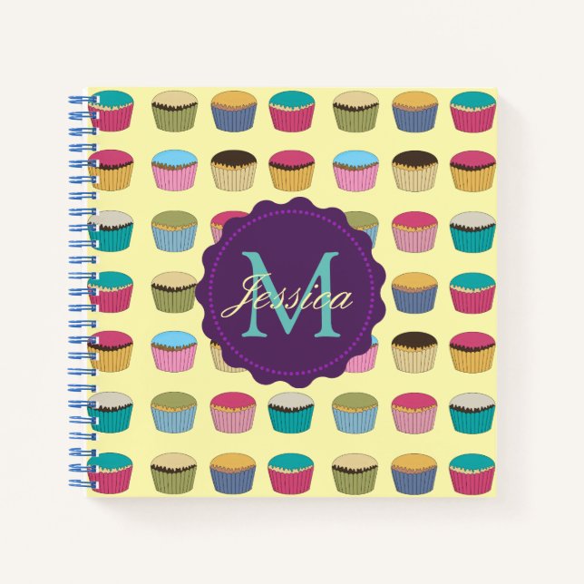 Iced Buns Cupcake Colorful Pattern Personalised Notebook (Front)