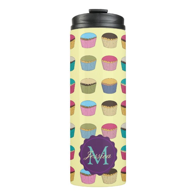 Iced Buns Cupcake Colorful Pattern Personalised Thermal Tumbler (Front)