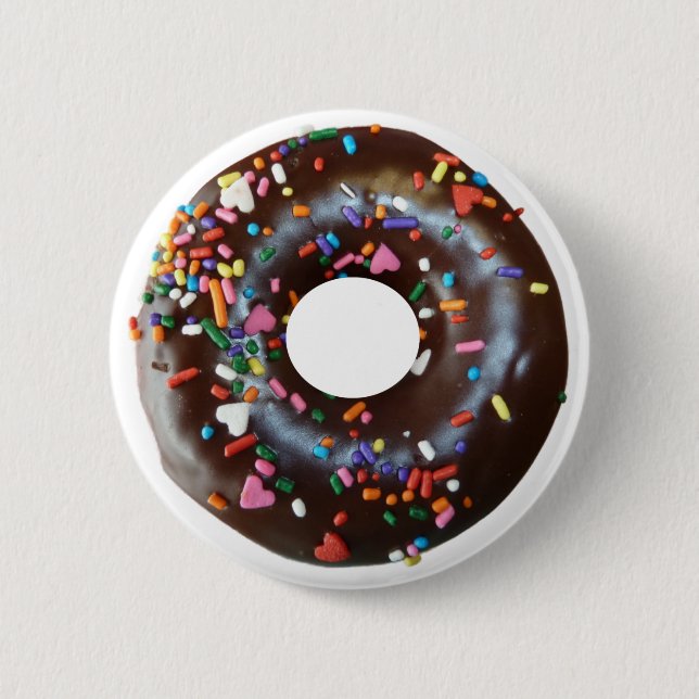 Iced Chocolate Donut W/Sprinkles  Button (Front)
