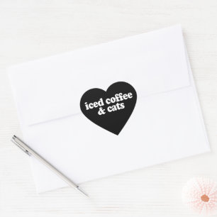 Iced Coffee And Cats  Heart Sticker