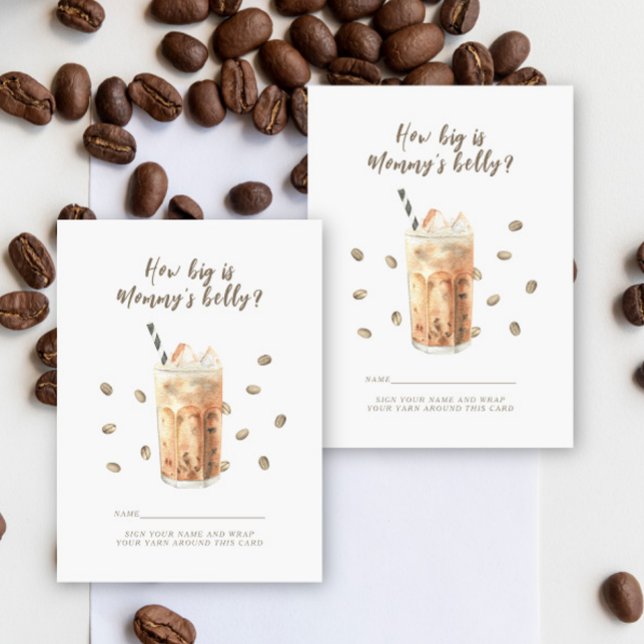 Iced Coffee Baby shower How big is mommy's belly  Enclosure Card (Creator Uploaded)