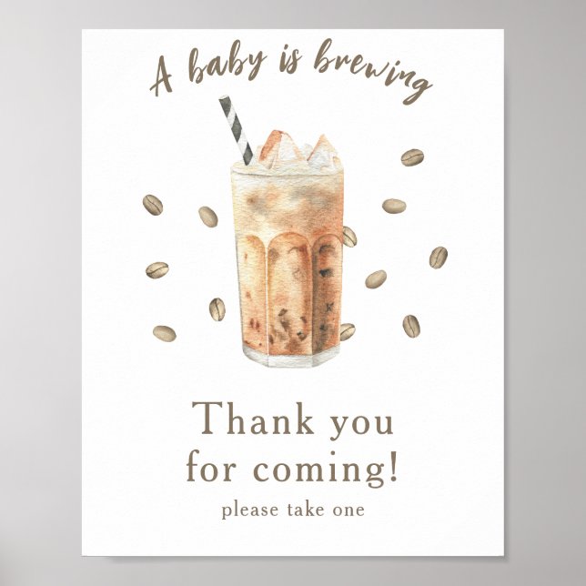 Iced Coffee baby shower Thank you for coming Poster (Front)