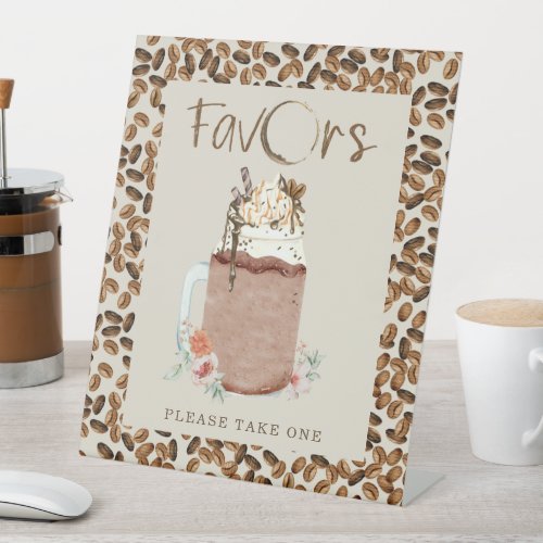 Iced Coffee Beans Baby Shower Favors Floral Pedestal Sign