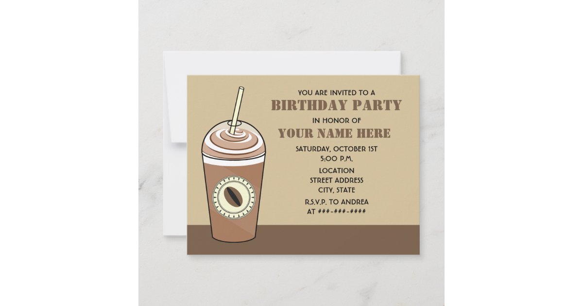 Iced Coffee Birthday Party Invitation Zazzle
