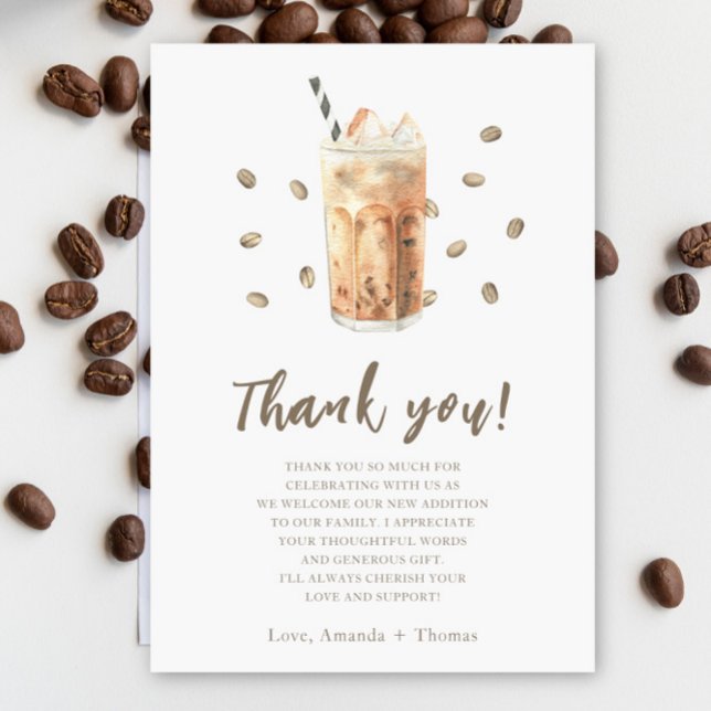 Iced Coffee brewing Baby shower Thank you  Card (Creator Uploaded)