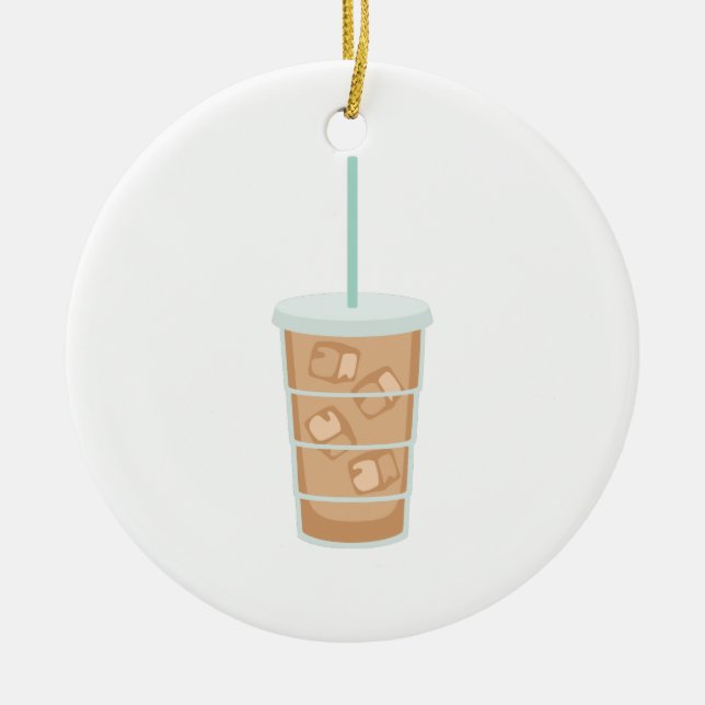 Iced Coffee Ceramic Ornament (Front)
