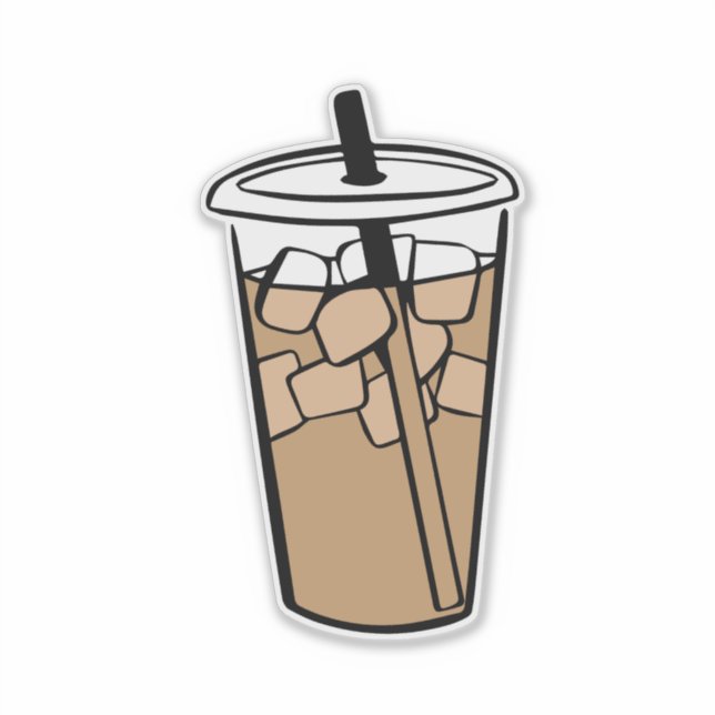Iced Coffee Cup Art Sticker (Front)