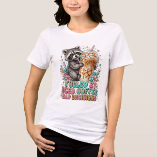 Iced Coffee Cute Raccoon Coffee Design Tri-Blend Shirt