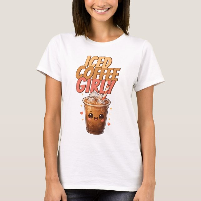 Iced Coffee Girly Cute Kawaii Café T-Shirt (Front)