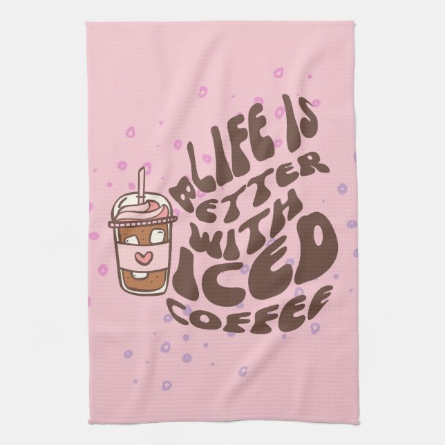Iced Coffee Kitchen Towel (Vertical)