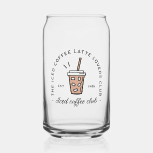 Iced coffee latte lovers club aesthetic funny can glass