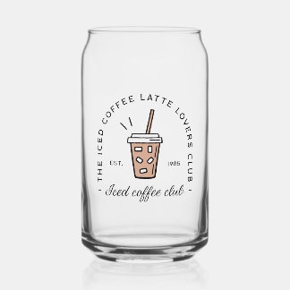 Iced coffee latte lovers club aesthetic funny can glass