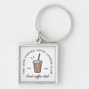 Iced coffee latte lovers club aesthetic funny keychain