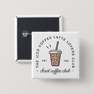 Iced coffee latte lovers girls club aesthetic button